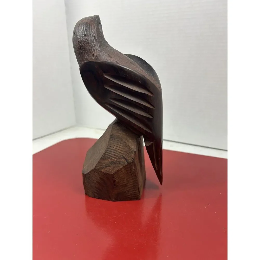 Vintage Hand Carved Ironwood Perched Eagle Hawk Bird of Prey Sculpture 8